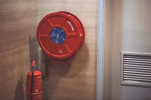 fire hose and extinguisher
